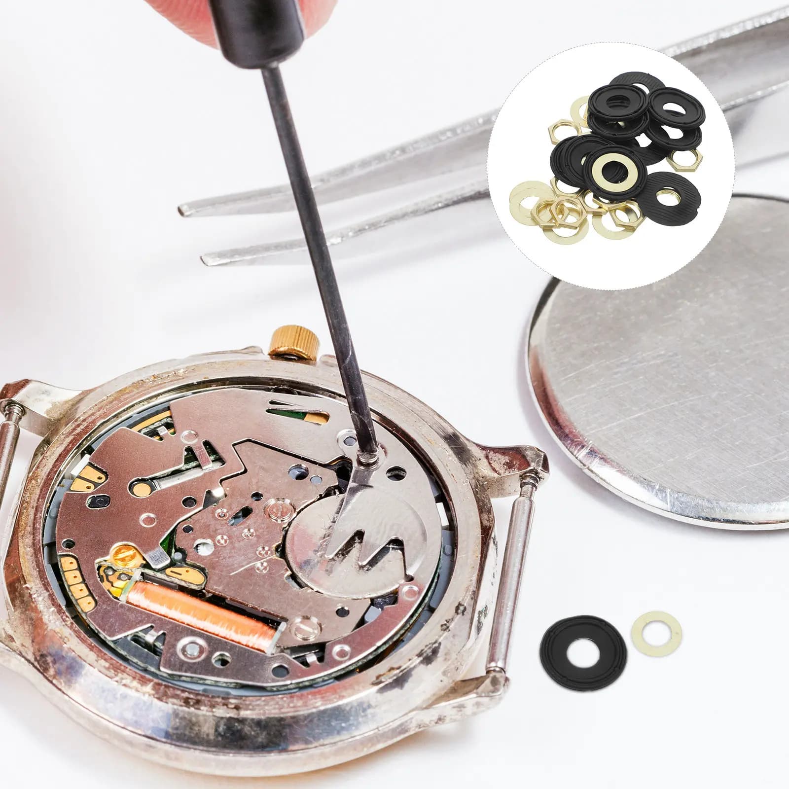 11Sets Wall Clock Nut Washer Repair Kits Quartz Replacement Parts DIY Clock Assembly Accessories Tools Quartz Mechanism Repair