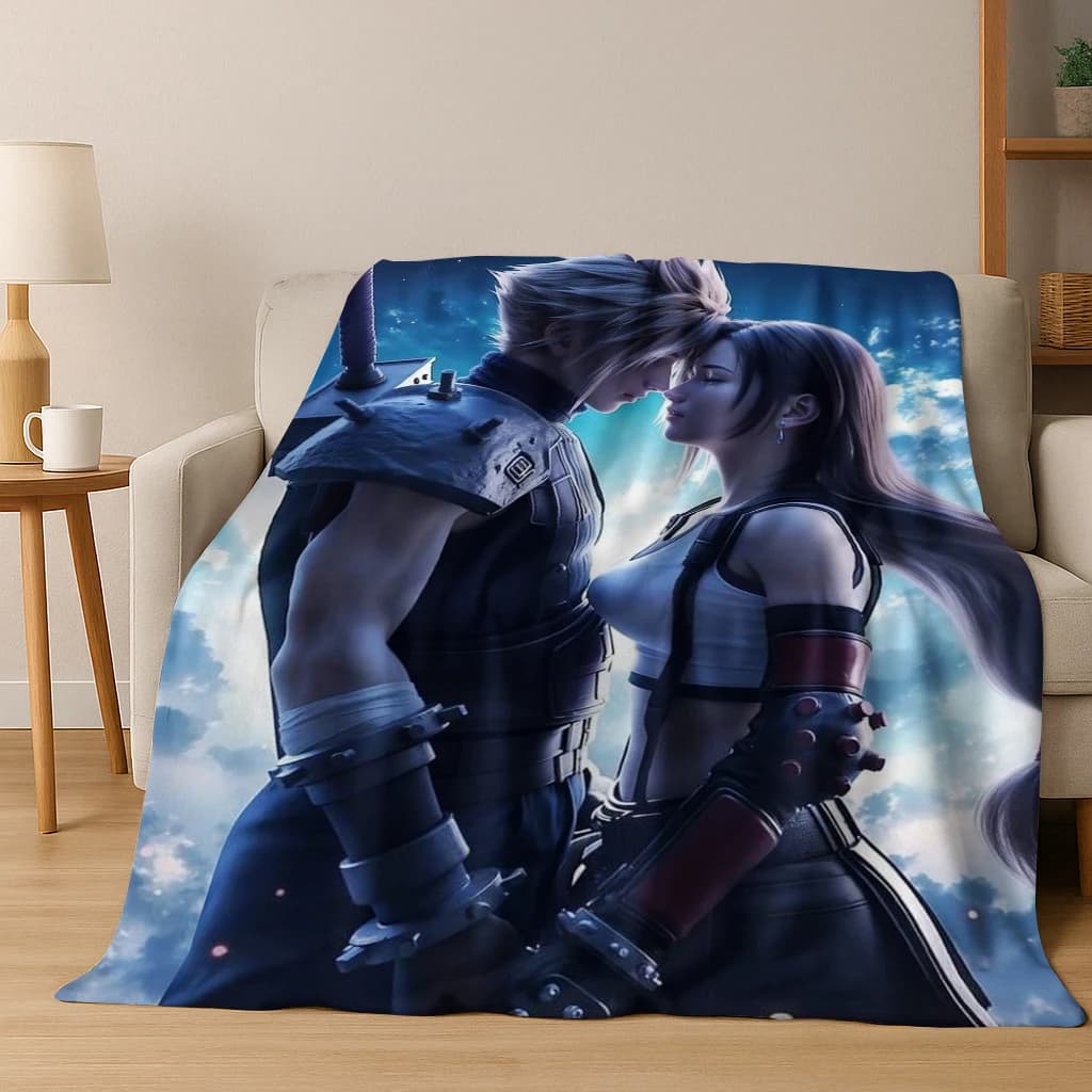 HD Game Final Fantasy Sephiroth Cloud Tifa Flannel Blanket,Warm and Cozy Soft Throw Blanket for Home Bedroom Bed Sofa Cover Kid