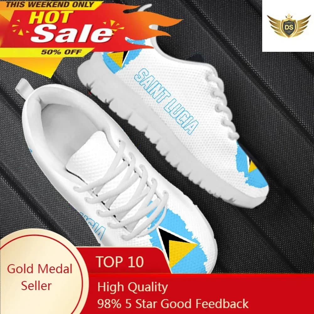Scarpe basse da donna con design bandiera Saint Lucia, comode sneakers casual stringate per donna, primavera autunno, morbide Zapatos