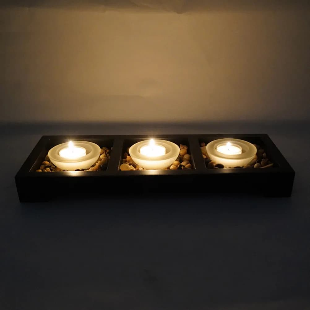 Set di 1 Portacandele in Vetro Satinato con Vassoio a Fondo Piatto Stabile per Casa, Ufficio, Soggiorno, Cucina, Bagno