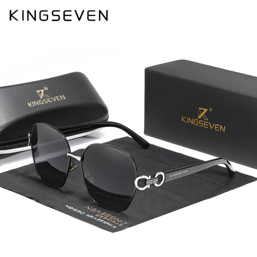 KINGSEVEN New Vintage Butterfly sunglasses woman Retro Double Ring Design Gradient Square sunglasses woman UV400