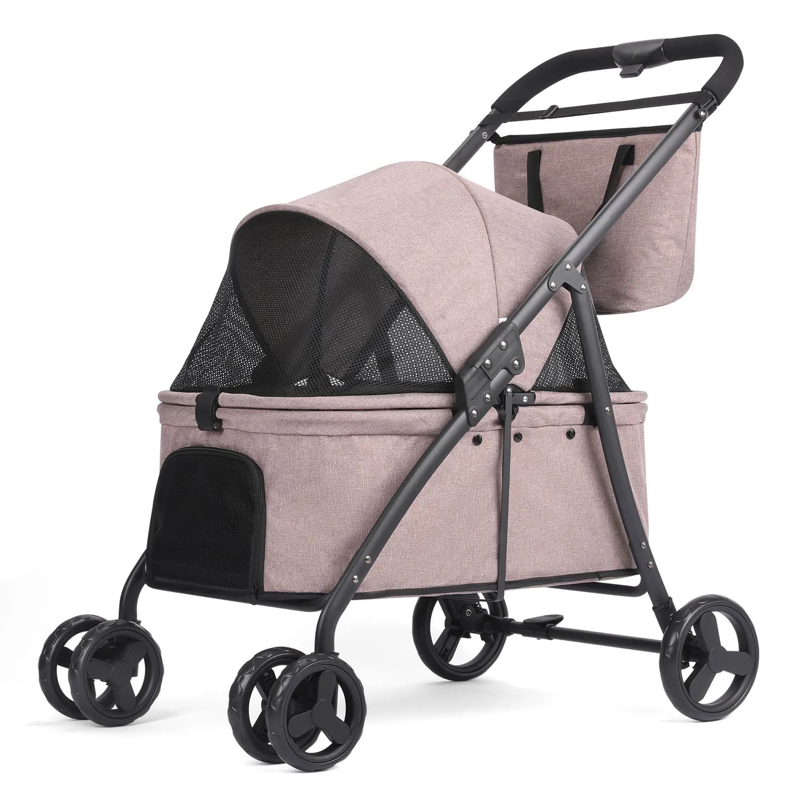 Passeggino per cani pieghevole Passeggino per cani portatile Passeggino per animali domestici a 4 ruote Passeggino da viaggio Carrello con borsa alla moda