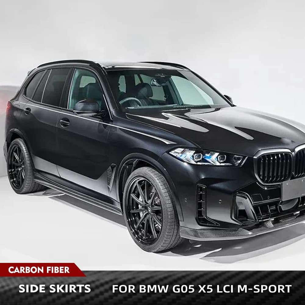 For BMW G05 X5 LCI M Sport F95 X5M 2023-2024 Carbon Fiber Car Side Skirts Extension Lips Car Side Skirts Racing Body Kits Blades