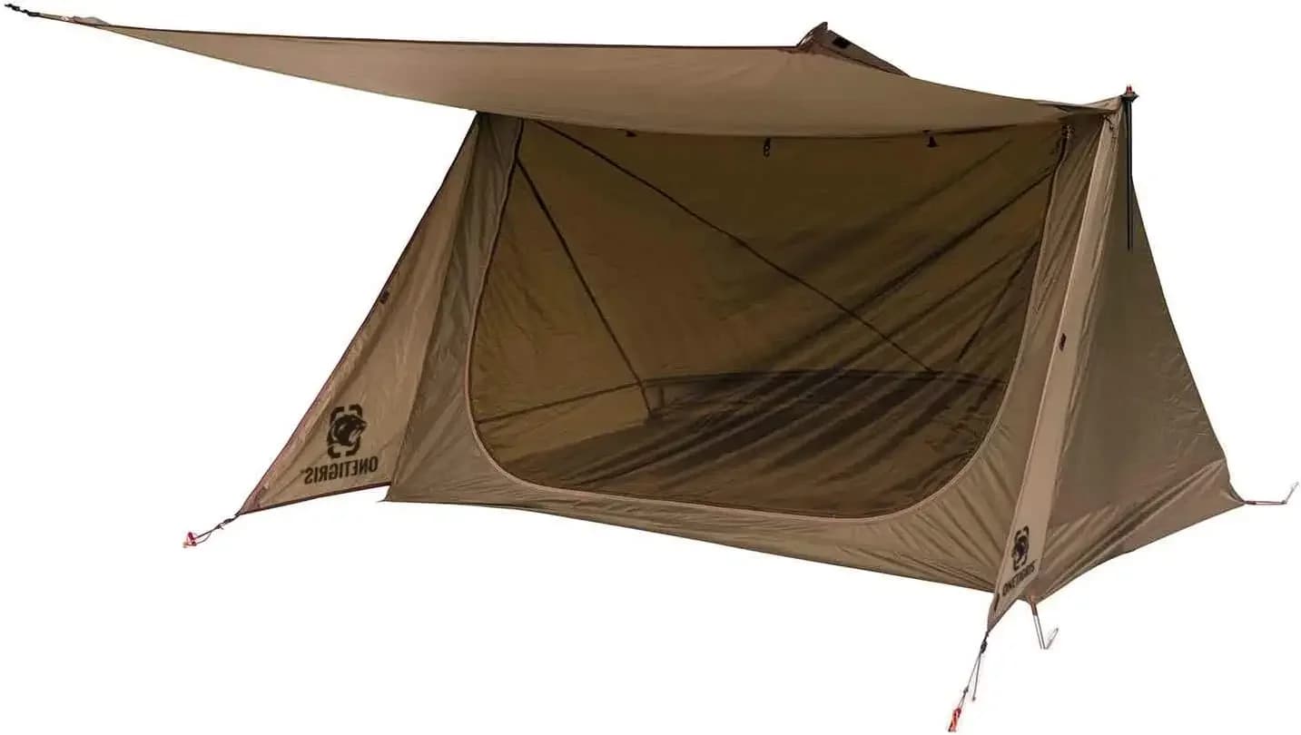 Tenda Bushcraft Backwoods Bungalow 2.0, Tenda Ultraleggera da Campeggio con Veranda per Escursionismo, Backpacking e Moto