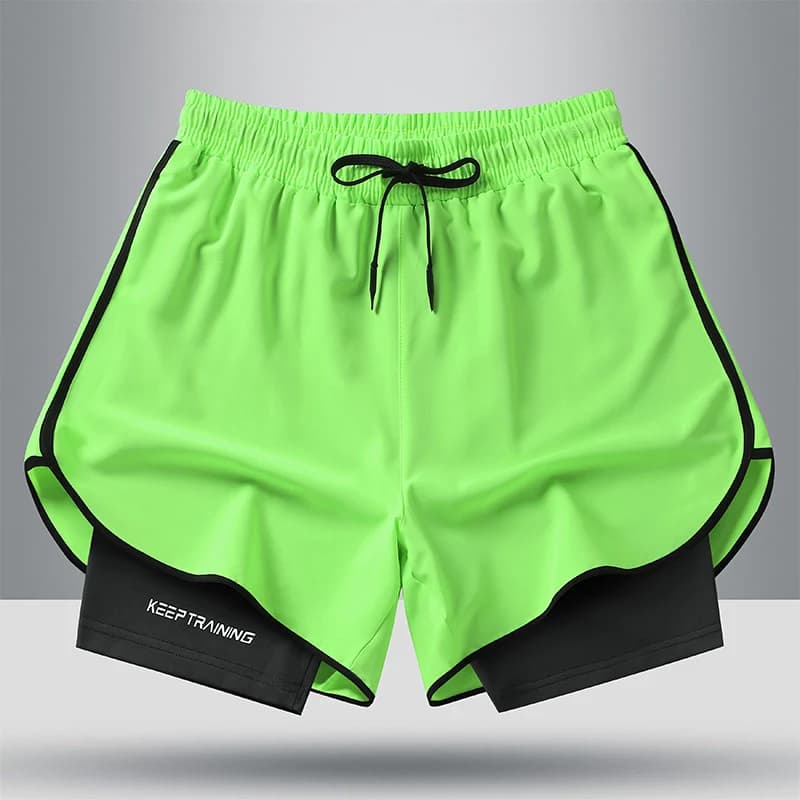 Unisex 2 racing shorts in 1 Men's Summer New Fast Drying Breathable Active Training Exercise Jogging Cycling Wide Shorts