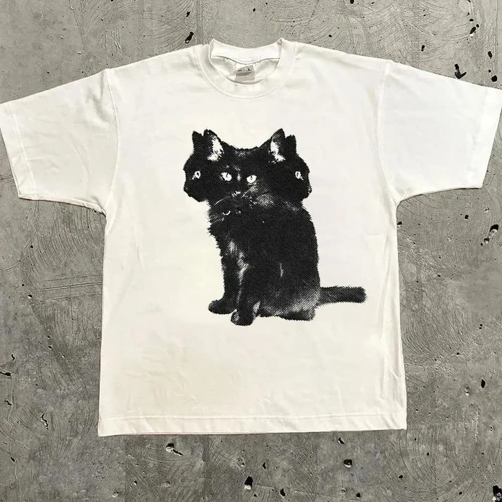 Harajuku Letter Graphic T-Shirts Y2K Tops High Street Style Clean Fit Ladies T-Shirt Linen Material A-Line Sleeve Other Material