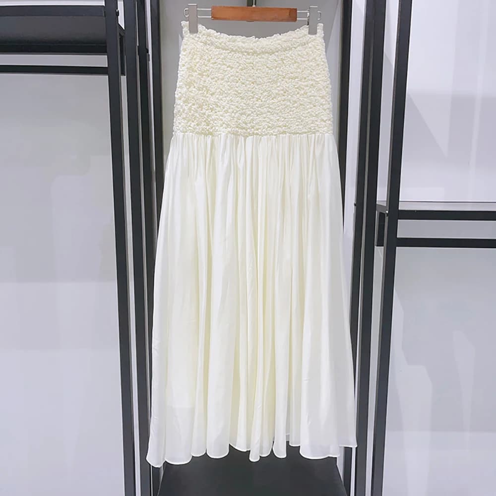 Women's skirt with folded joints Y2k Elastic waistline Elegant pendulum Hundred skirt straight 2025 Autumn start New