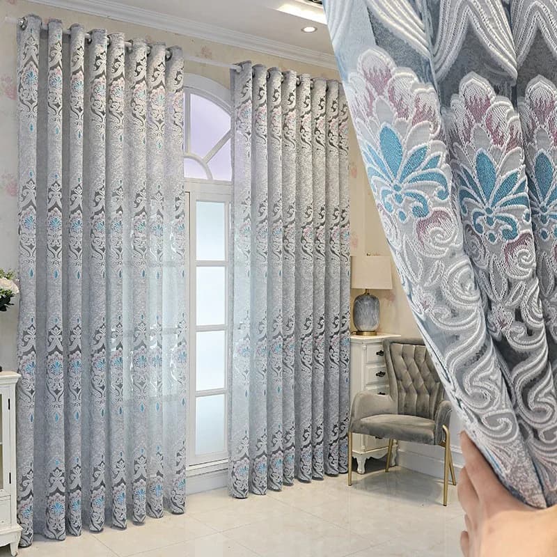 Elegant European Style Transparent Lace Window Curtain High End Finished Product Light Passing Not Human Passing Hollow out