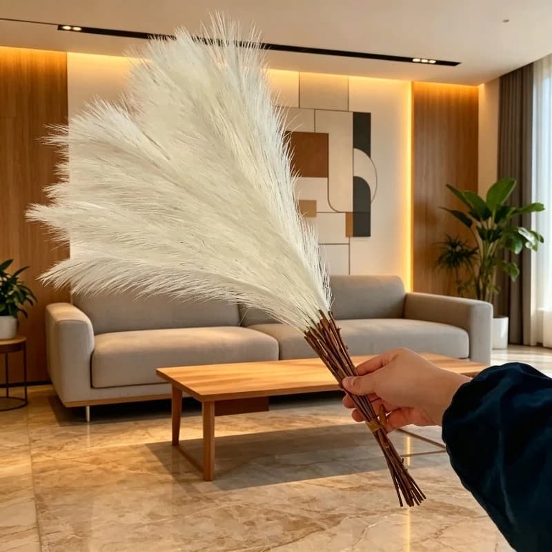 Faux Pampas Grass Bundle Fluffy Artificial Dried Grass Home Wedding Vase Decor