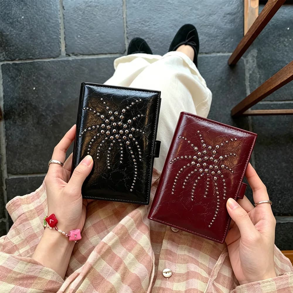 Pu Leather Ladies Wallet Retro Crack Texture Multi Slot ID Card Holder Passport Cover Case Coin Purse