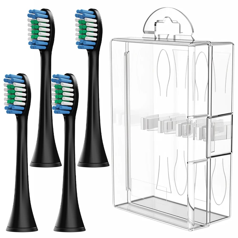 4 testine di ricambio professionali e contenitore trasparente per testine di spazzolini compatibili con i spazzolini elettrici Philips Sonicare