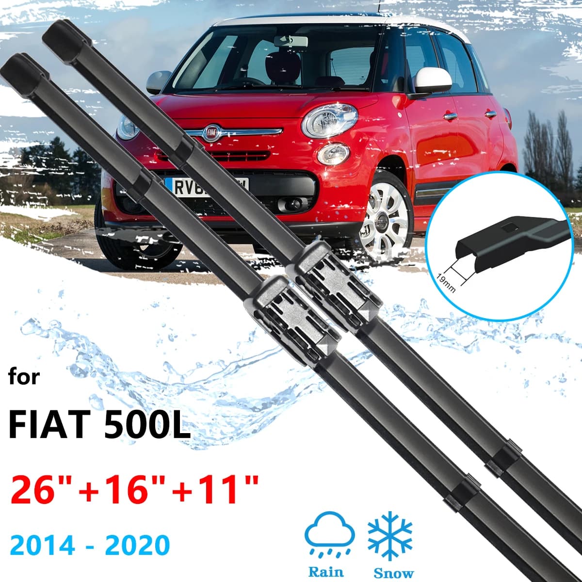 Per Fiat 500L 2014 ~ 2020 Anteriore Posteriore Set Kit Spazzole Tergicristallo Taglierina Gomma Pulizia Finestra Parabrezza Parabrezza Accessori