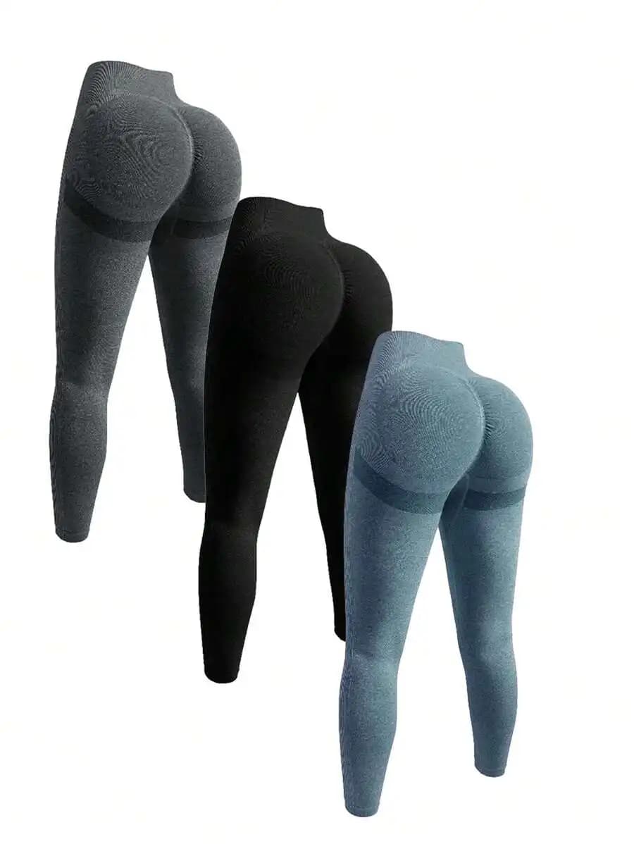 3 Confezioni di Leggings da Yoga Senza Cuciture a Vita Alta per Donna, Pantaloni da Palestra Morbidi