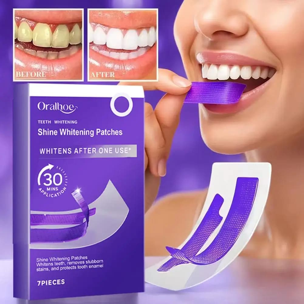 Strisce sbiancanti per denti viola – Rimuovono placca e macchie, illuminano i denti, rinfrescano l'alito, igiene orale, sbiancamento, cura dentale