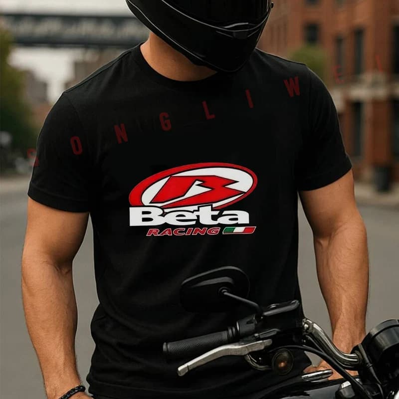 Beta Racing Motorcycle Moto T-shirt in cotone 100% ultra morbida a maniche corte con collo rotondo per uomo e donna