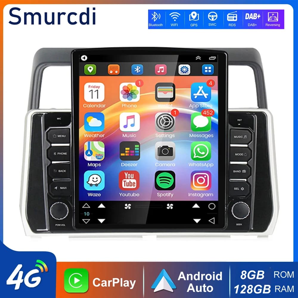 Autoradio Android 16 da 9.7 pollici con Carplay per Toyota Land Cruiser Prado 150 2018-2020, GPS, Navigazione, Lettore Multimediale, Stereo, Bluetooth