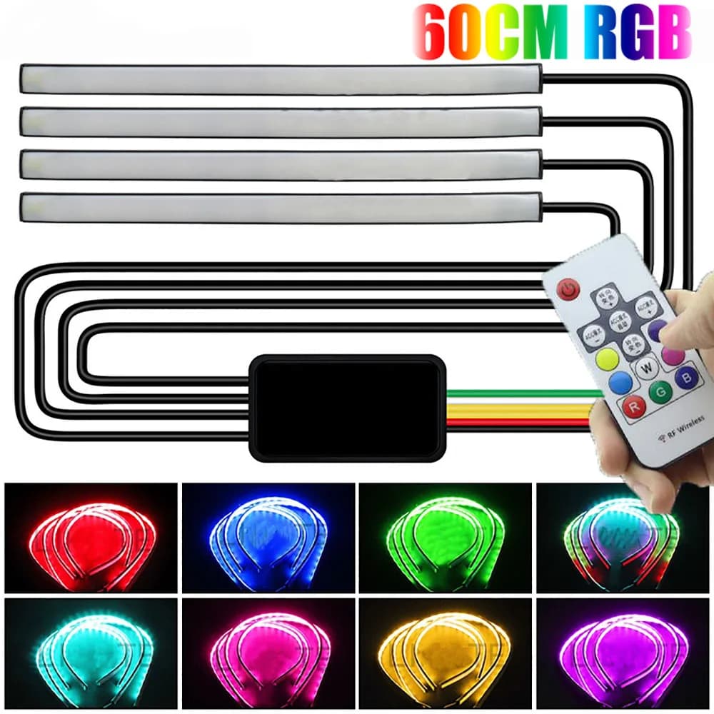 Striscia luminosa per griglia per auto 1v4 144 SMD con telecomando DRL impermeabile RGB e indicatore di direzione a scorrimento LED modificato