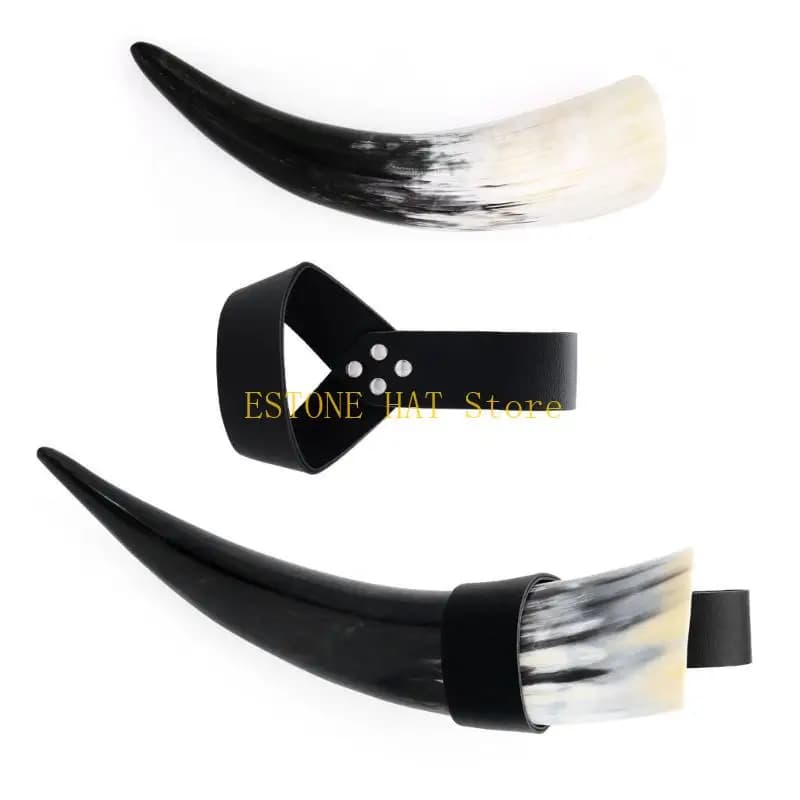 49MF Vikinges Tazze Vikinges Corna per bere con fondine in pelle, calici da birra e vino Halloween Faire LARP Costume Cosplay