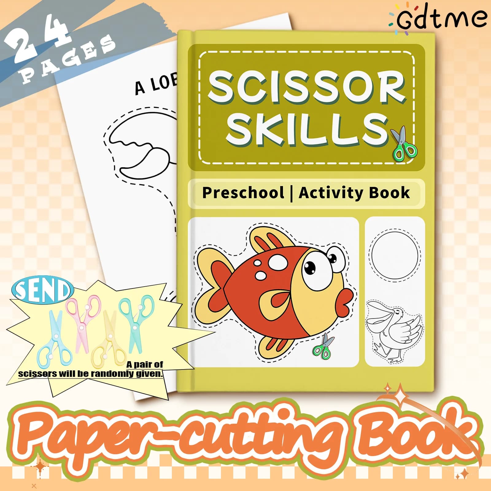 Set di carta tagliata Abilità di carta fai-da-te Attività Libro di taglio Artigianato per bambini Kit di giocattoli per scrapbooking Forbici per bambini in età prescolare