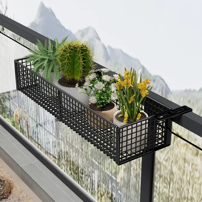 Supporto per piante da finestra, cesto pensile a parete, protezione antifurto per balcone, portaoggetti, fioriera da davanzale