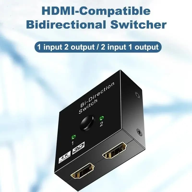 Switch Bidirezionale HDTV 2.0 4K 30/60HZ 8K, Splitter HDTV 1x2 2x1, Nuovo Adattatore Convertitore a 2 Porte, Supporta Ultra HD