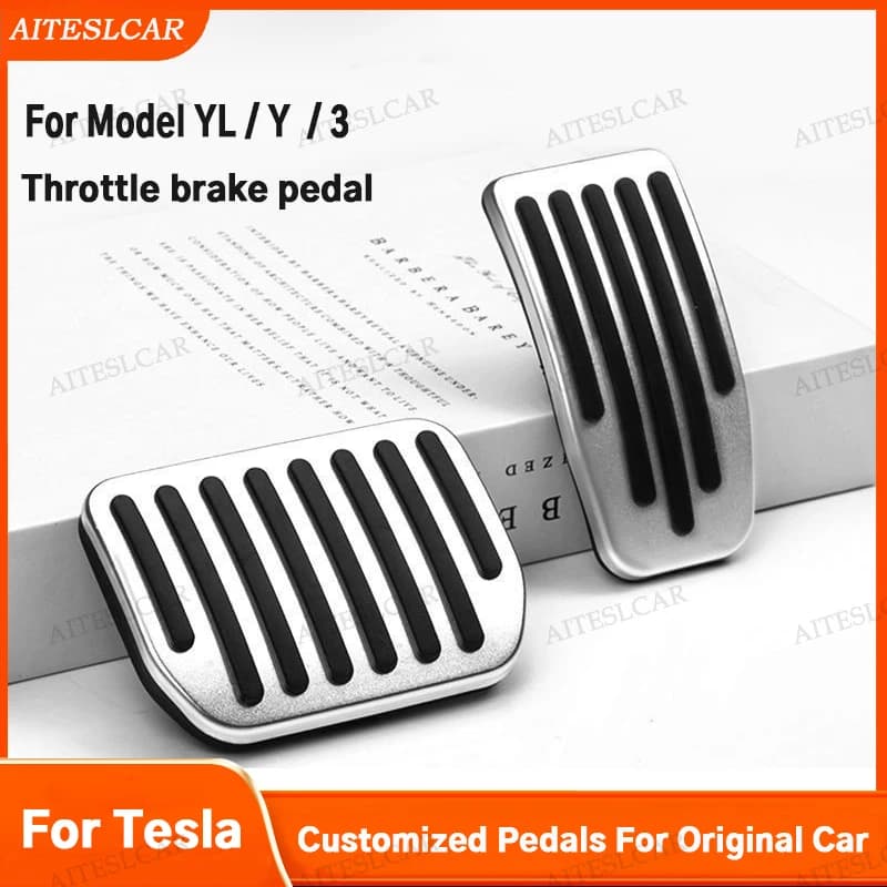 Upgrade Foot Pedal Pads For Tesla Model YL/Y / 3 2026 Non-slip Accelerator Brake Rest Performance Aluminum Mats Accessories