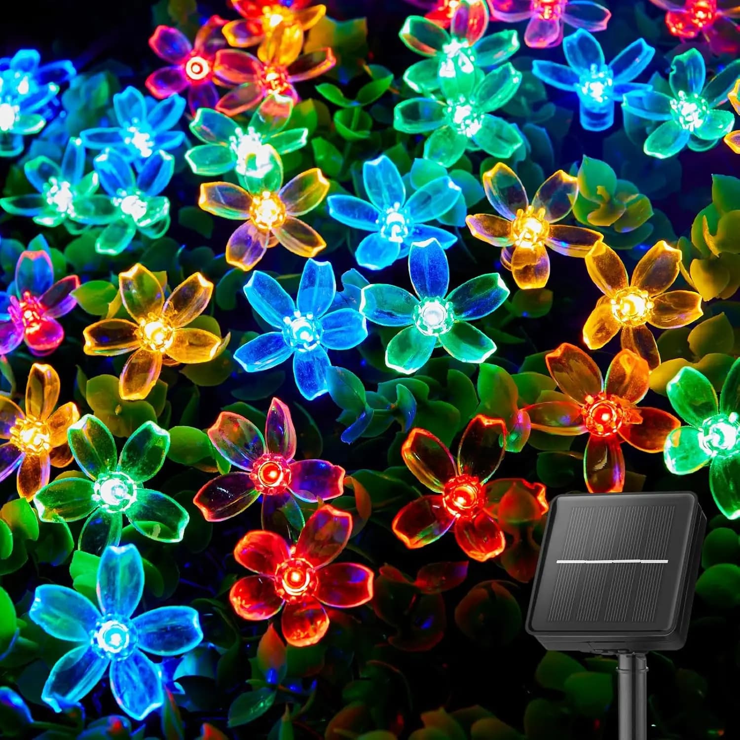 60 LED Flower Solar String Lights Outdoor Waterproof Fairy Lights for Garden Yard Fence Patio Christmas Tree Wedding Party Decor