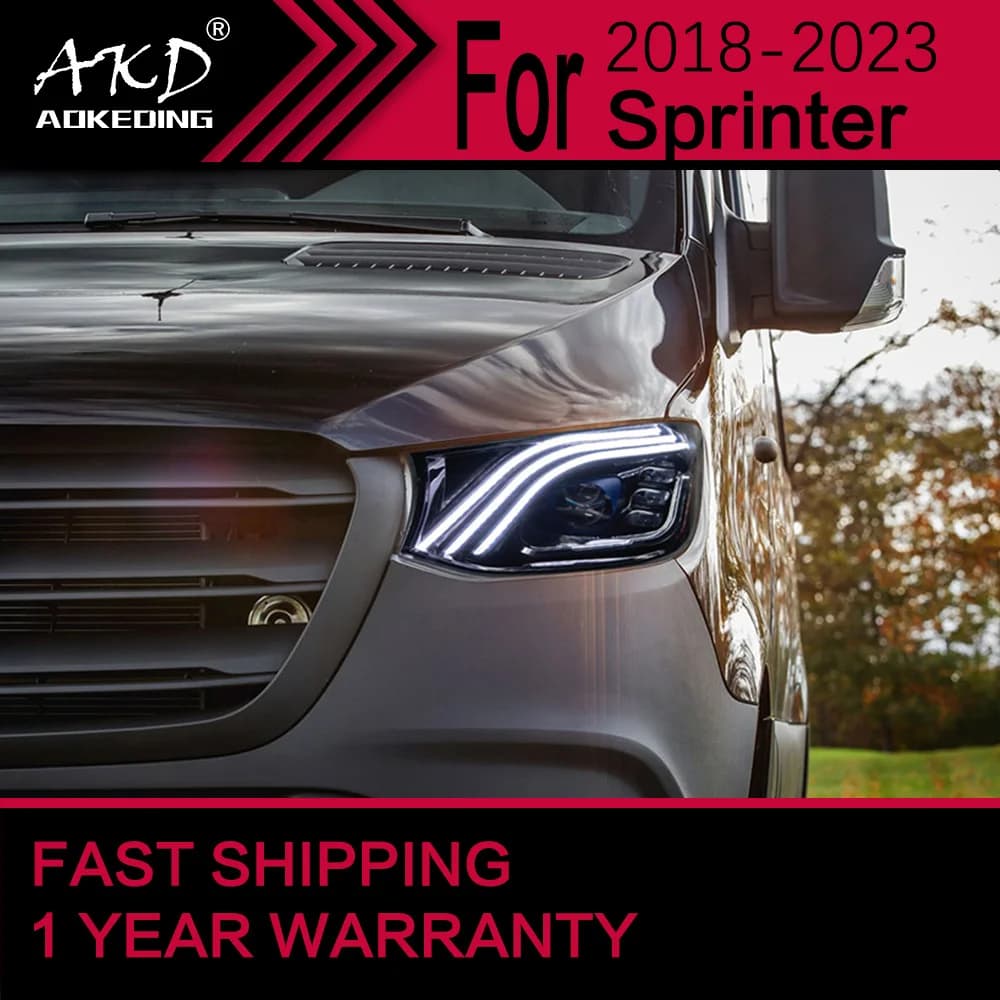 2PCS AKD Luci Per Auto per Benz Sprinter Faro A LED 2018-2023 Luci Diurne Angel Eye Doppio Proiettore Accessori Per Auto Modificati