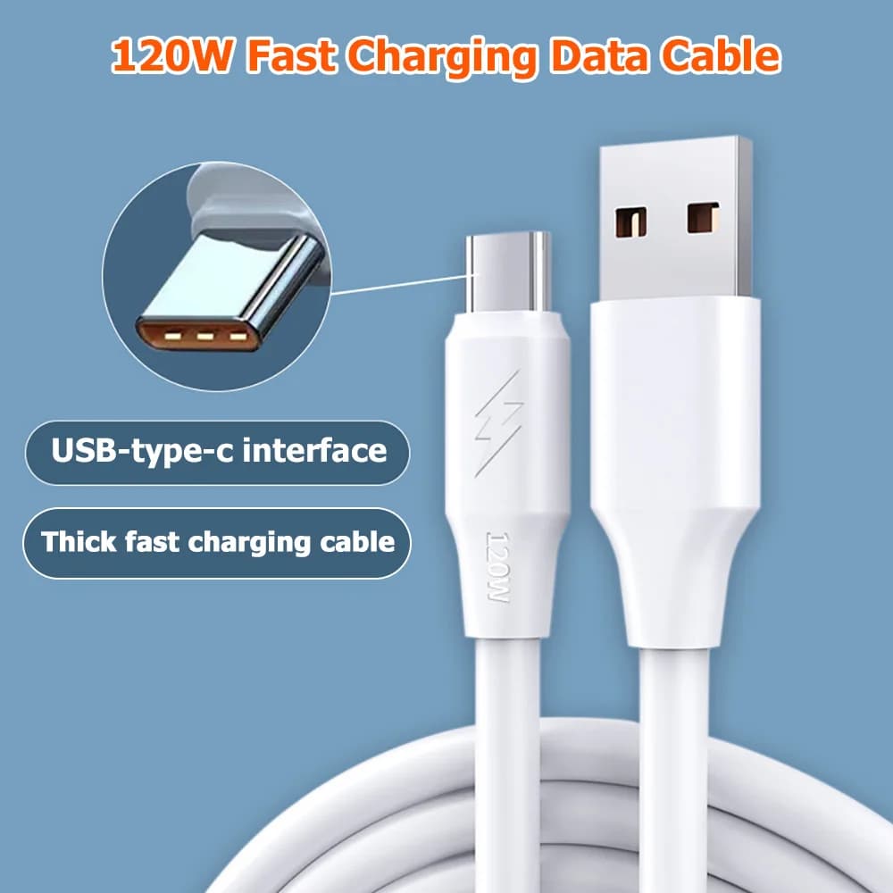 120W USB Bold To Typ-C Cable 1M 1.5M 2M Data Cable Fast Charging Data Transfer Compatible With Apple Devices Are Not Supported