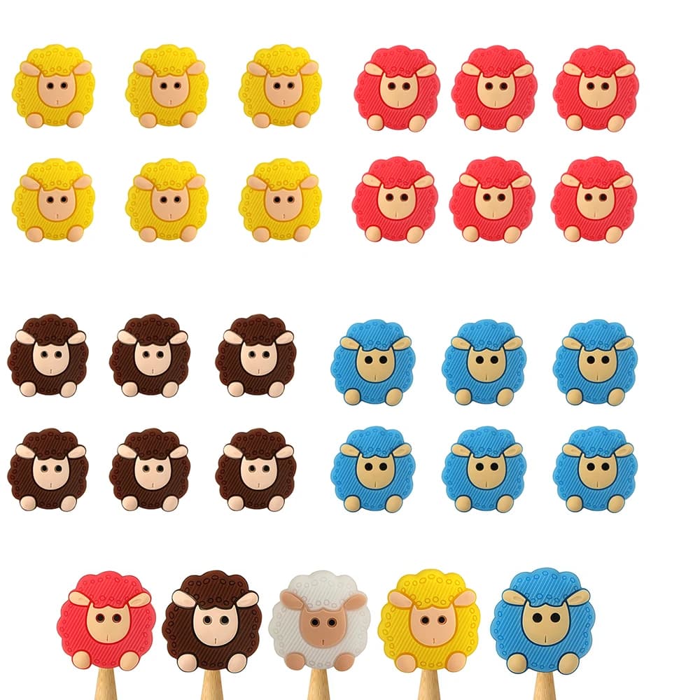 5/6pcs Sheep-Shaped Knitting Needle End Caps Cute Cartoon Needle Tip Protectors DIY Silicone Animal Knitting Needle Stoppers