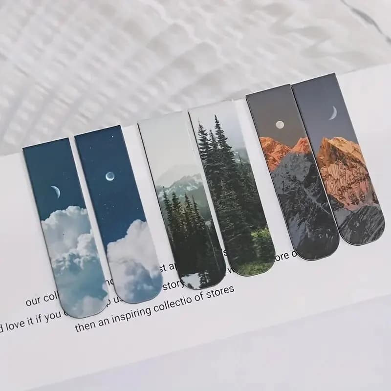 Magnetic bookmark with 2-piece forest landscape for page book readers
