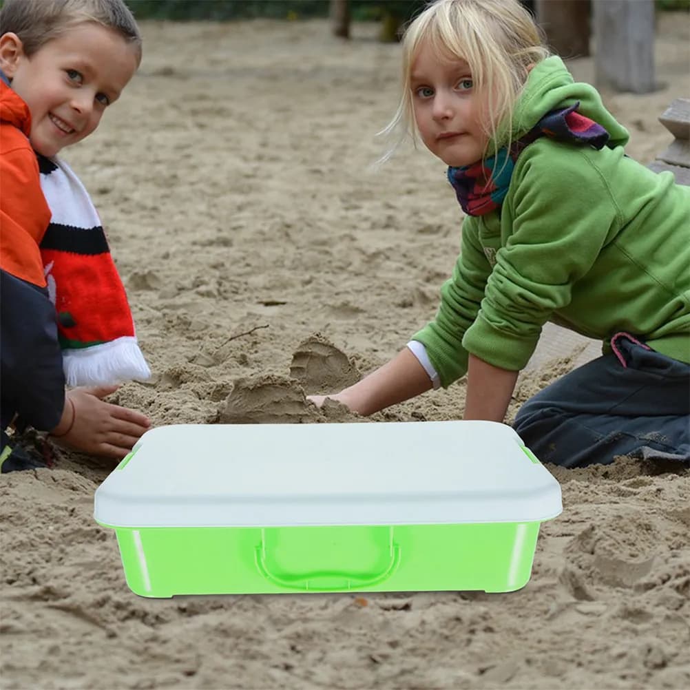 Scatola di Sabbia Portatile per Bambini, Contenitore per Sabbia da Interno ed Esterno con Coperchio, Giocattoli Divertenti