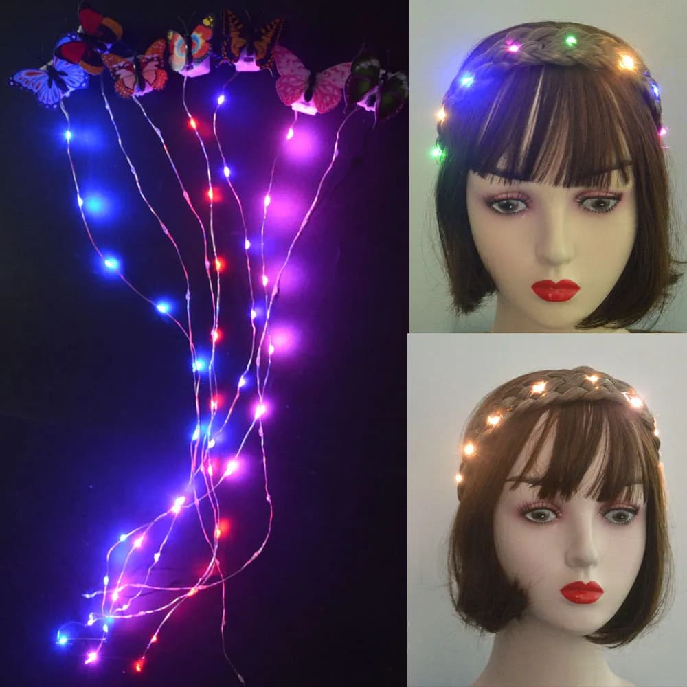 20pcs ragazza farfalla fai da te luci a LED stringa Glow Blink strumento per lo Styling dei capelli treccia festa di compleanno navidad Wedding Festival