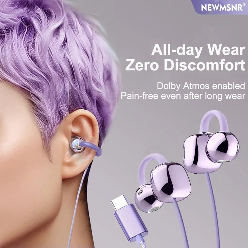 Clip-on Tipo C e cuffie con controllo cablato da 3,5 mm Suono HIFI Auricolari sportivi Cuffie da gioco vivavoce Auricolari in microfono HD per Samsung