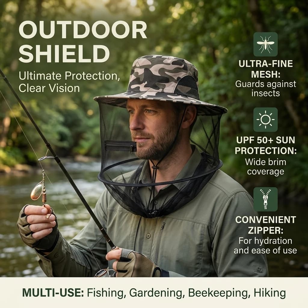 Fishing Mosquitoes Net Hat Wide Brim Sun Hat Beekeeping Protection Hats Foldable Easy Carrying Gardening Equipment Tool