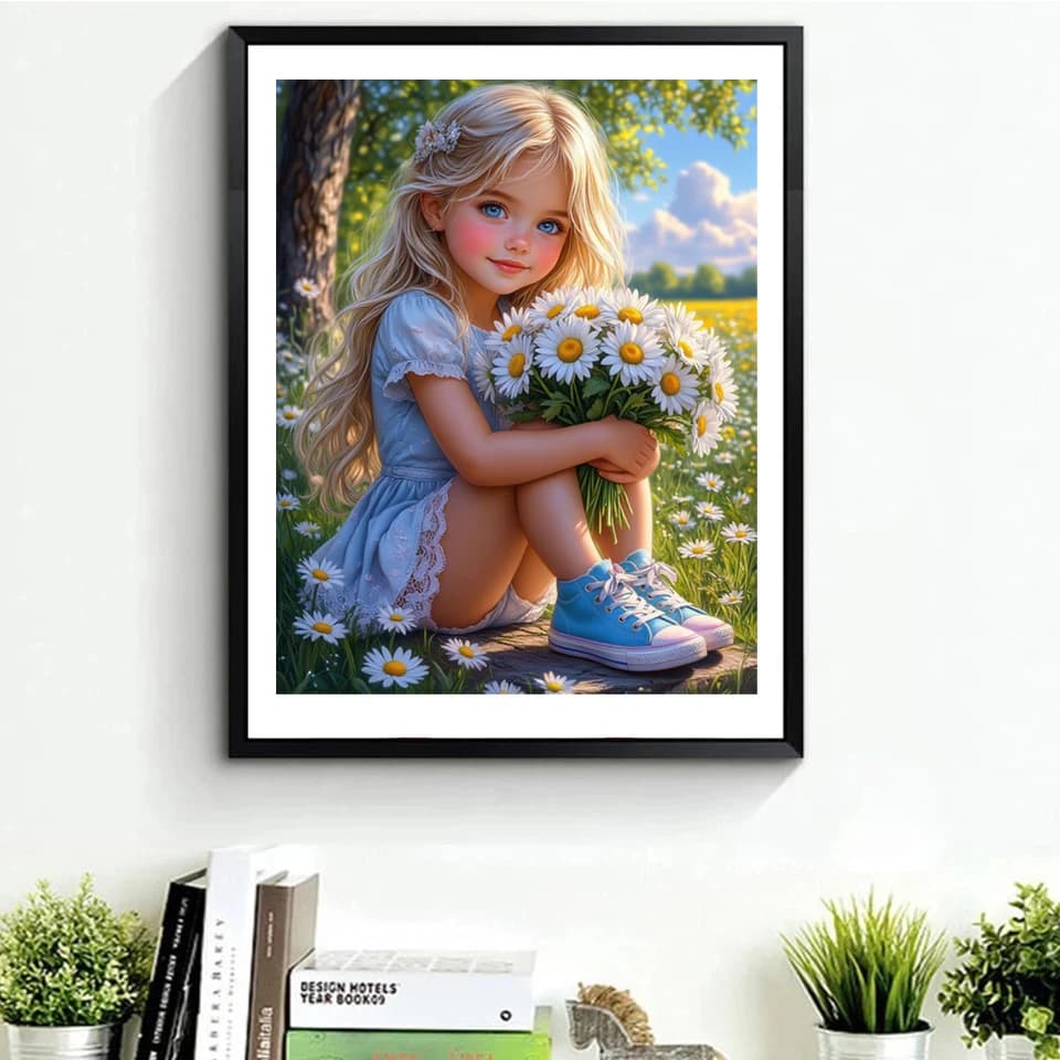 Kit Pittura Diamante 5D Fai da Te Senza Cornice, Nuova Collezione Ragazza Carina e Gatto Cane, Mosaico Diamantato Fiori Margherita, Punto Croce 2026 Home D