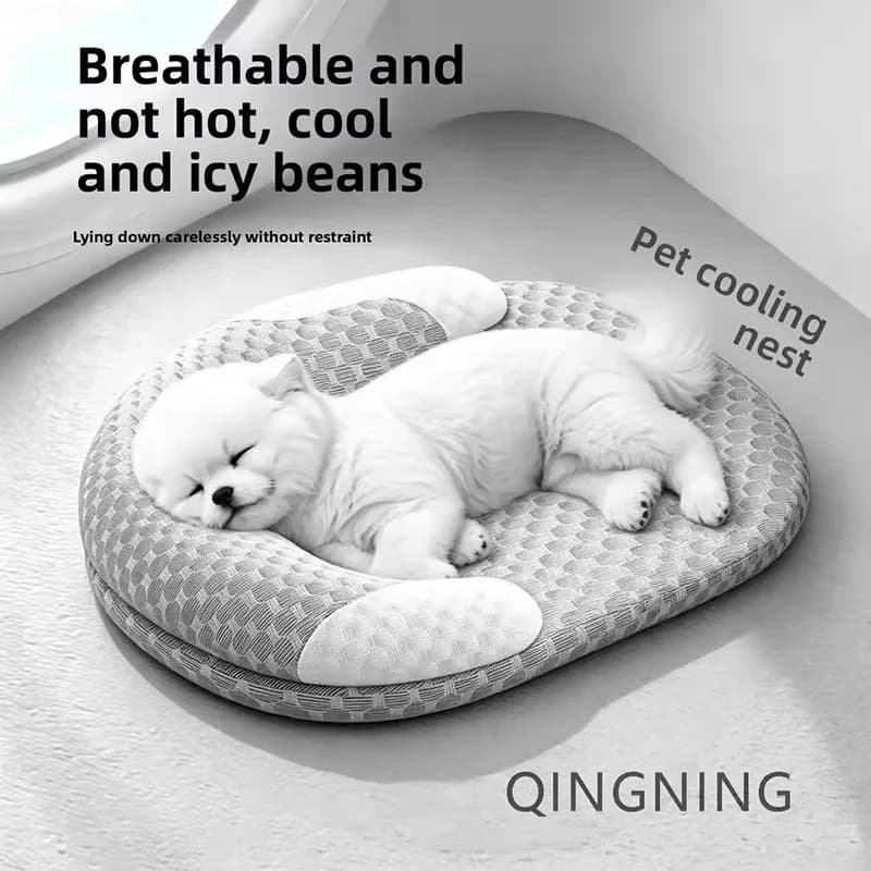 Summer Ice Silk Pet Cooling Bed Oval Breathable Heat Dissipation Mat Pad For Small Medium Large Dogs Cats Daily Pet Supplies