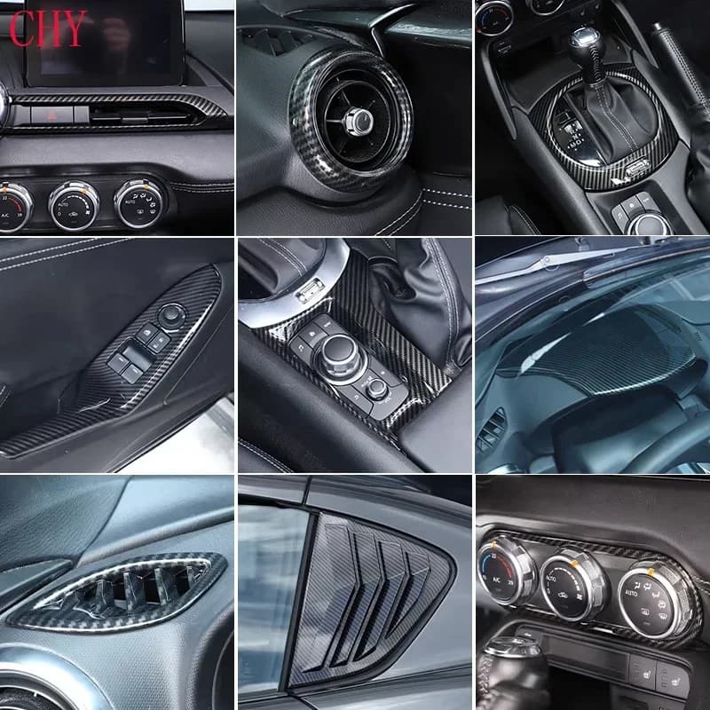 ABS in fibra di carbonio Per Mazda MX-5 MX5 ND 2016-2025 ABS auto controllo centrale cambio copertura telaio di sollevamento in vetro adesivo kit interno auto