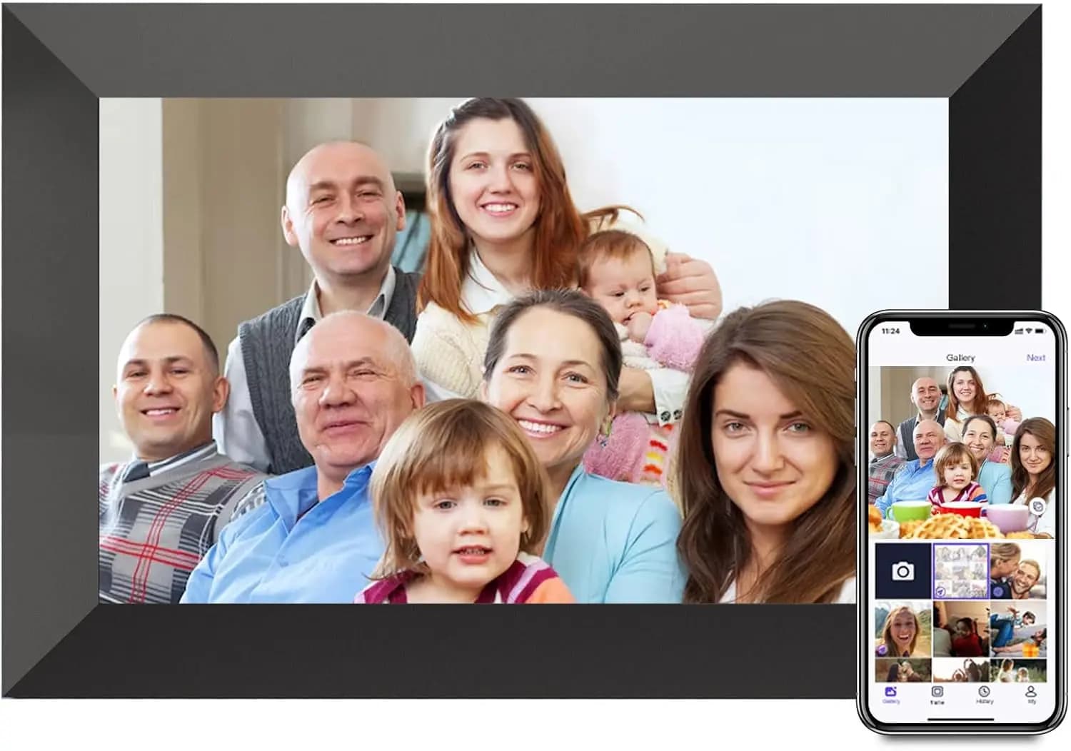 Digital Picture Frame 10.1 Inch HD Touch Screen, 16GB WiFi Cloud Photo Frame with Auto Rotation, Gift for Mother's Day Parents