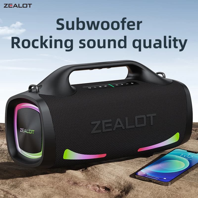 ZEALOT-S79 Altoparlante Bluetooth da 100W con Suono Stereo, Power Bank Integrato, Impermeabile IPX6, per Feste, Campeggio