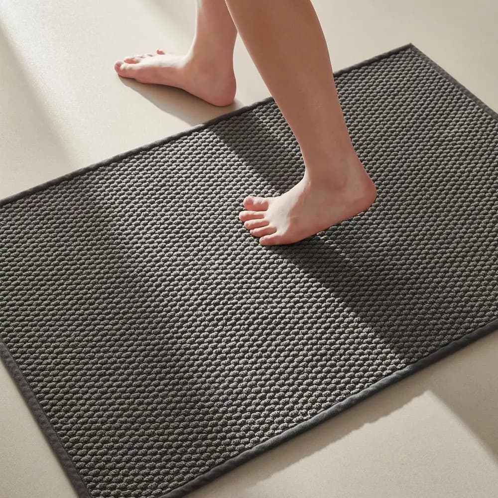 Tappetino da Bagno Sottile Antiscivolo Lavabile e Assorbente, Asciugatura Rapida, Grigio, 16x24