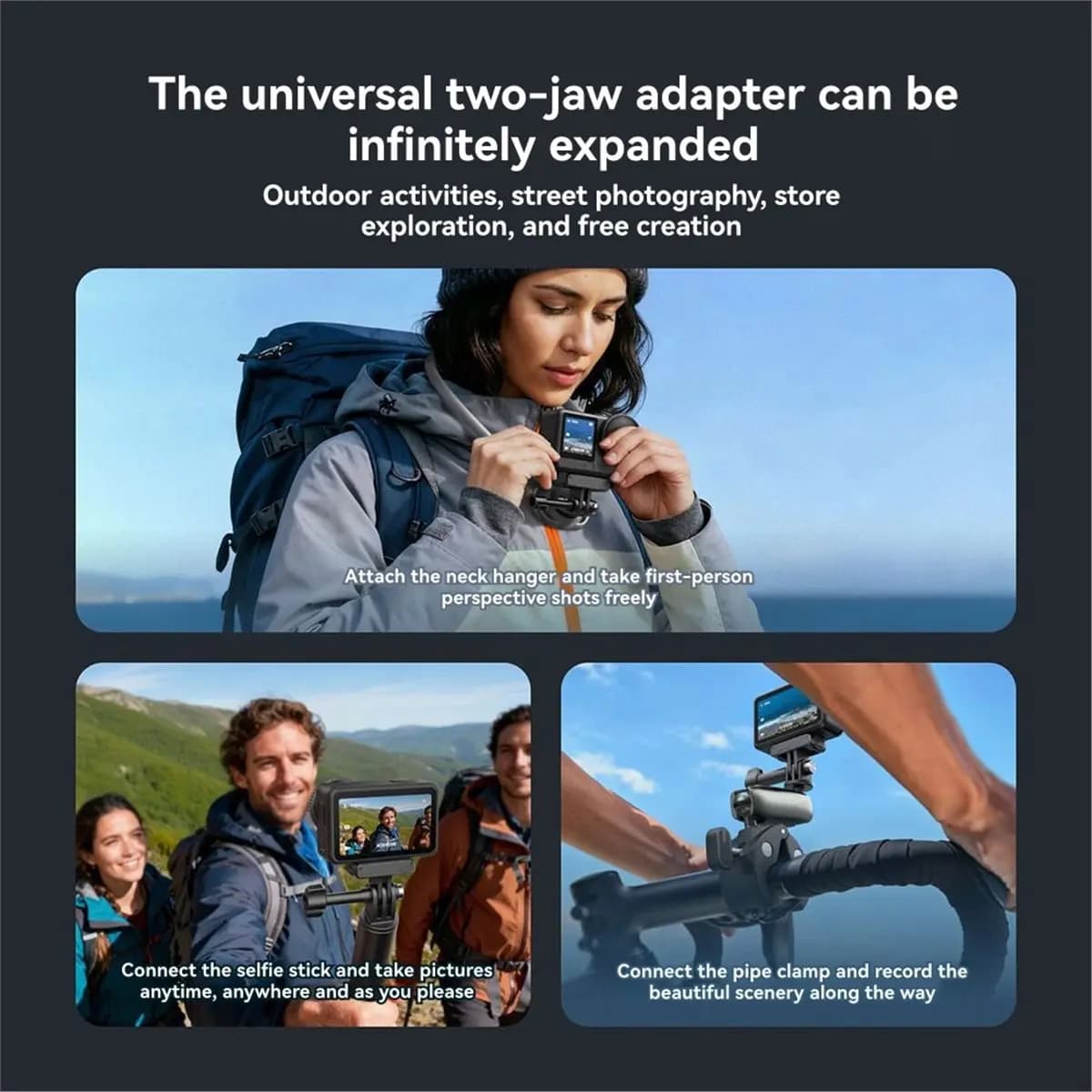 Magnetic Two Claw Adapter for Action6 Extension Mount Base Action Camera Adapter Aluminum Alloy
