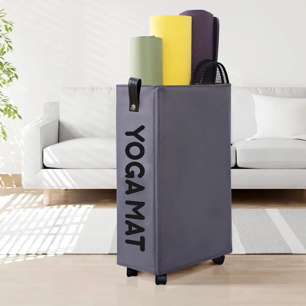 Porta Tappetini Yoga Portatile con Ruote per Organizzazione Attrezzature da Palestra e Allenamento