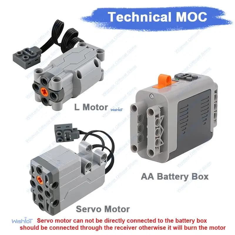 Set di Blocchi Tecnici MOC con Motore L e Servomotore con Scatola per Batterie AA per Auto RC, Robot e Parti per Assemblaggio Fai-da-Te