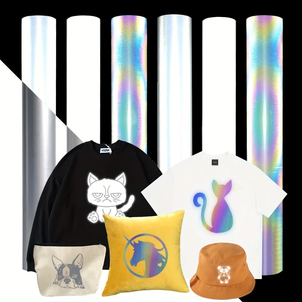 1 Pack, 12" X 15ft Reflective HTV Vinyl,Heat Transfer Vinyl For T Shirt, Iron On Vinyl For All Cutter Machine, Permanent Vinyl