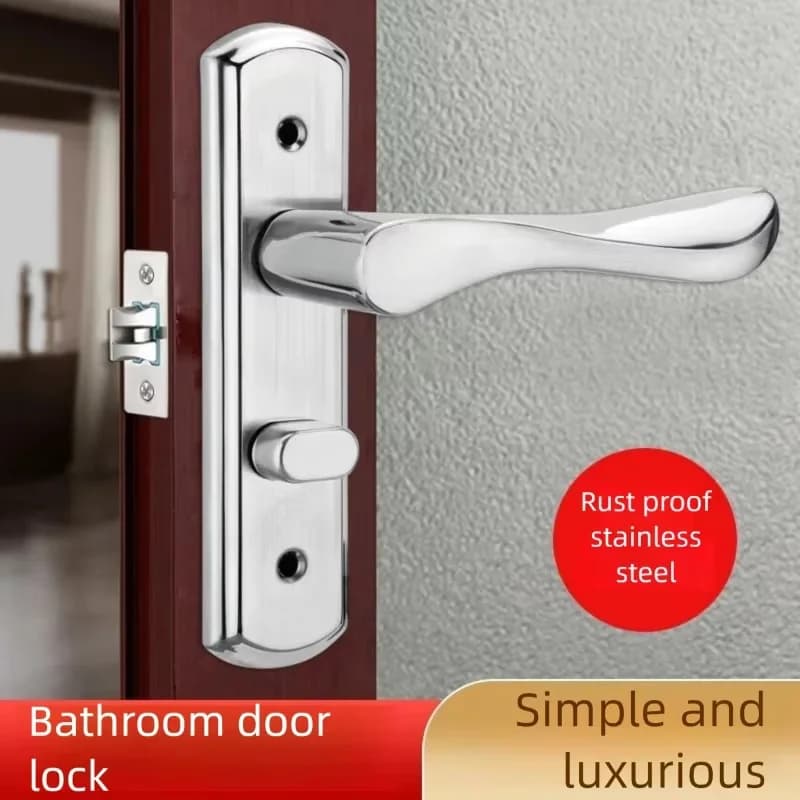 Serratura per Porta del Bagno in Acciaio Inox Senza Chiave, Maniglia Antifurto per Camera da Letto, Serratura Interna per Maggiore Sicurezza