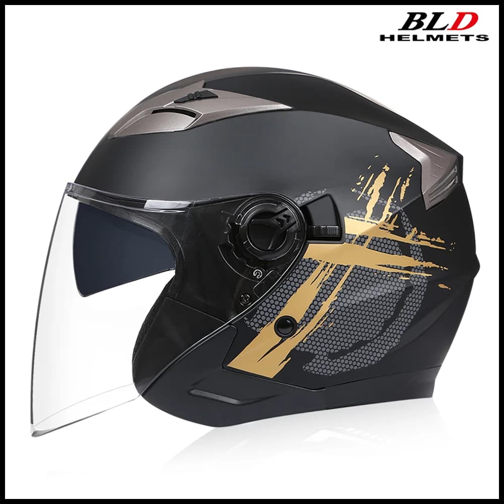 BLD Stylish 3/4 Half Face Helmet Moto Racing Street Bike Cruiser Electric Scooter Safety Standard Lightweight ABS Shell DOT ECE