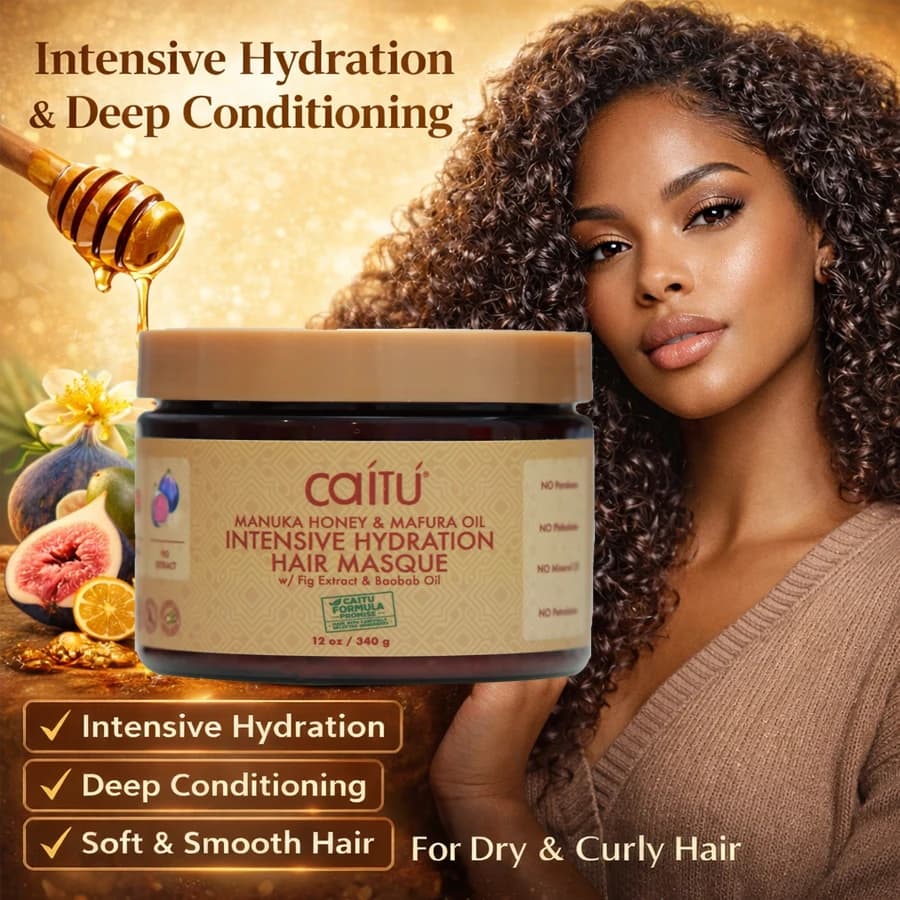 Manuka Honey Hair Mask for Dry and Ricci Hair, Hydrating Intensive Treatment with 340g Mafura Oil