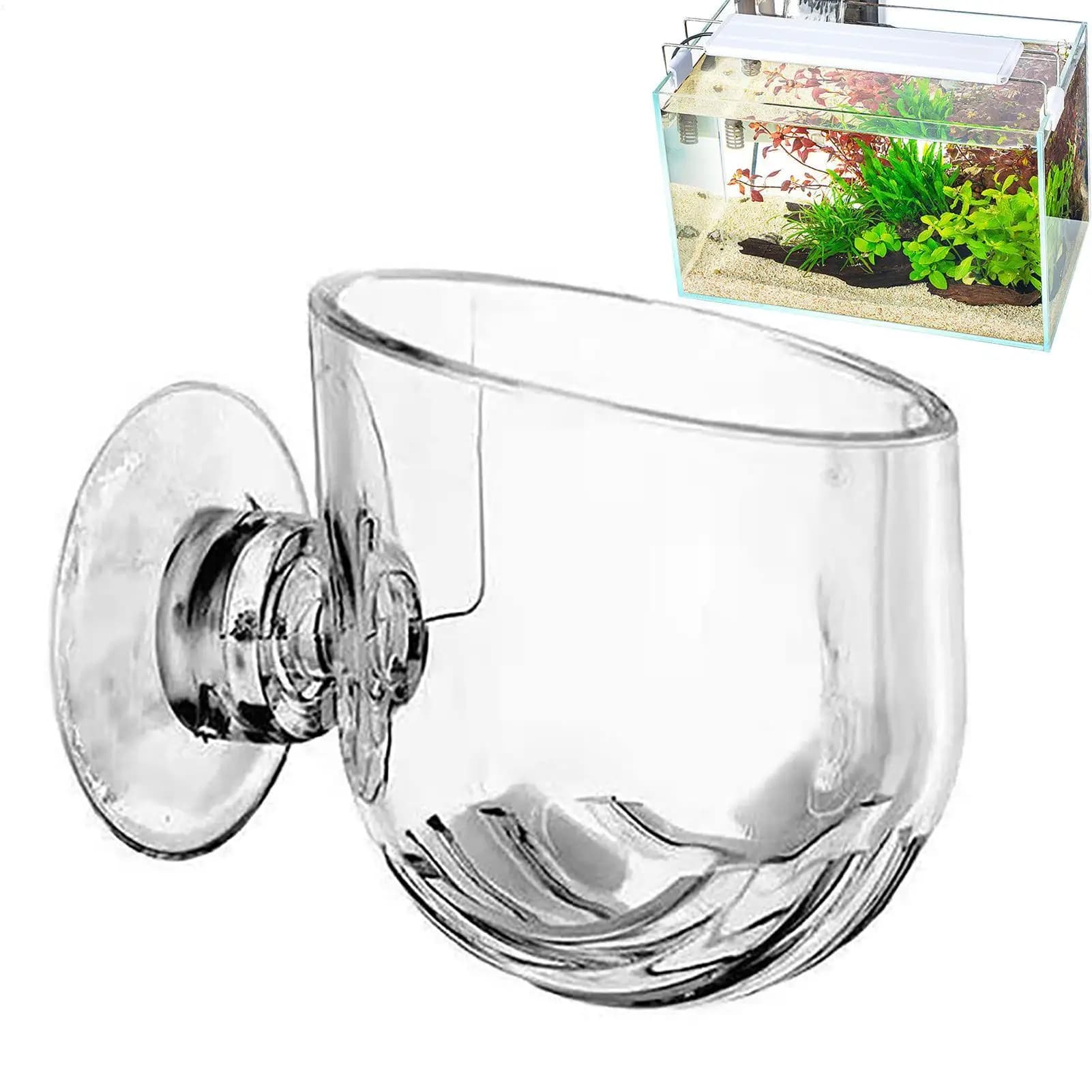 Acrylic planter cups Aquarium Fish Tank Glass Plant Pot with suction holder Feeding Container Stand for Aquarium Lanscape