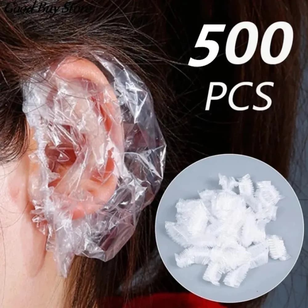 Disposable waterproof cover transparent protective cap for hair dyeing bathroom ear pad for hairdresser